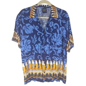 Corona Extra Mexican Cerveza Beer Button Up Hawaiian party T-shirt mens XL